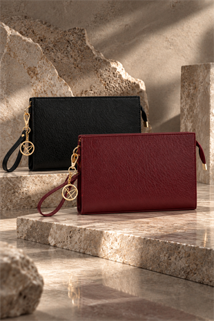 Biess Portföy 2 Li Clutch El Çantası - Siyah - Bordo