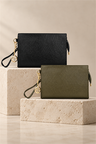 Biess Portföy 2 Li Clutch El Çantası - Siyah - Haki