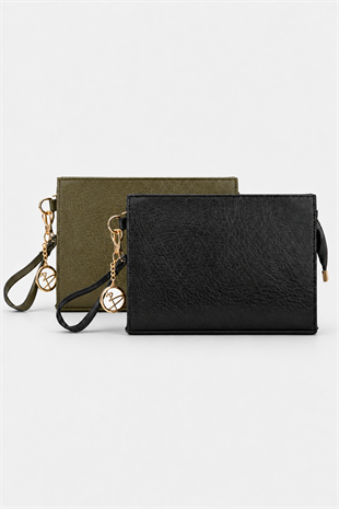 Biess Portföy 2 Li Clutch El Çantası - Siyah - Haki