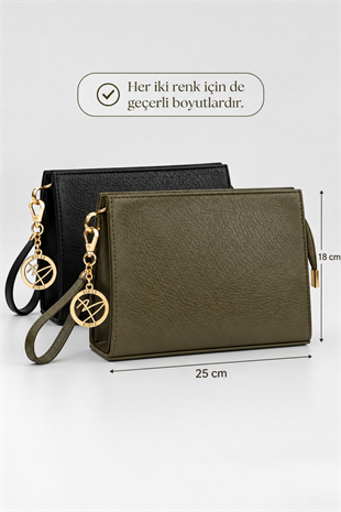 Biess Portföy 2 Li Clutch El Çantası - Siyah - Haki