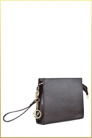 Biess Portföy Clutch El Çantası (Charm Hediyeli) - Acı Kahve