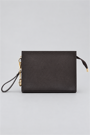 Biess Portföy Clutch El Çantası (Charm Hediyeli) - Acı Kahve