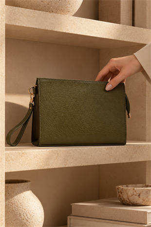 Biess Portföy Clutch El Çantası (Charm Hediyeli) - Haki
