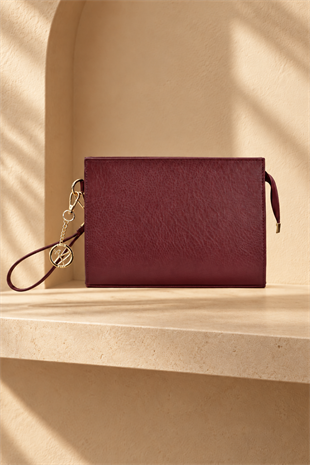 Biess Portföy Clutch El Çantası (Charm Hediyeli) - Bordo