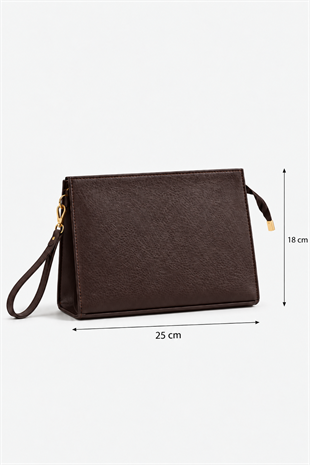 Biess Portföy Clutch El Çantası (Charm Hediyeli) - Acı Kahve