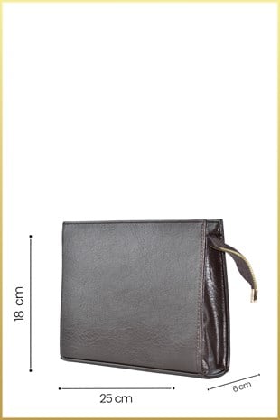 Biess Portföy Clutch El Çantası (Charm Hediyeli) - Acı Kahve