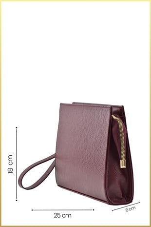 Biess Portföy Clutch El Çantası (Charm Hediyeli) - Bordo
