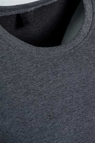 Bisiklet Yaka Basic Sweatshirt - Antrasit