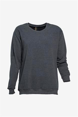 Bisiklet Yaka Basic Sweatshirt - Antrasit