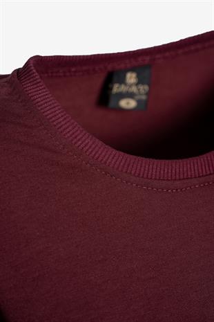 Bisiklet Yaka Basic Sweatshirt - Bordo