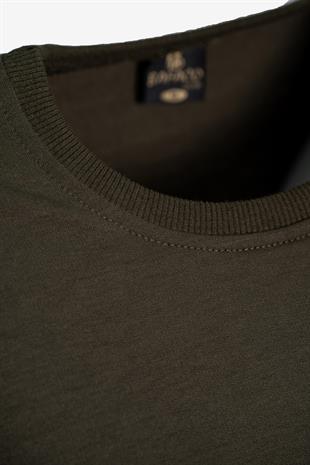 Bisiklet Yaka Basic Sweatshirt - Haki