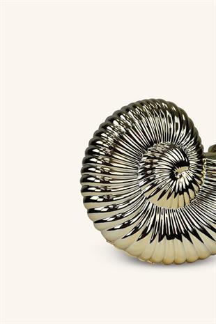 Deniz Kabuğu Model Parlak Abiye Çanta - Gold