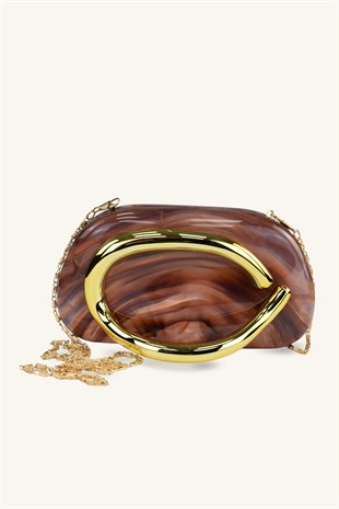 Glow Model Parlak Abiye Çanta - Kiremit