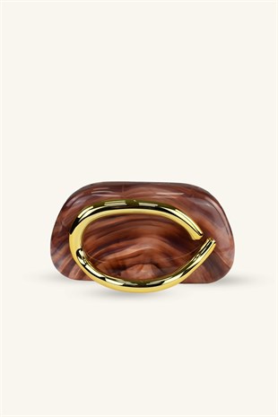 Glow Model Parlak Abiye Çanta - Kiremit