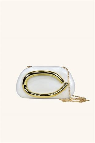 Glow Model Sedefli Abiye Çanta - Bej 