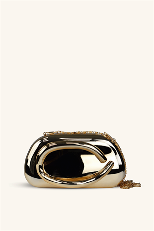 Glow Model Parlak Abiye Çanta - Gold