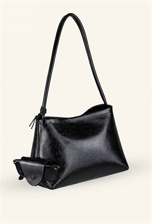 Gözlük Askılı Midi Boy El ve Omuz Çantası - Siyah