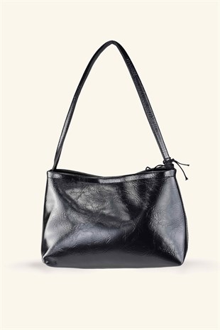 Gözlük Askılı Midi Boy El ve Omuz Çantası - Siyah