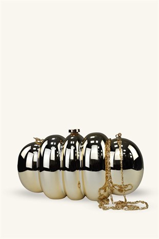 Honey Model Parlak Abiye Çanta - Gold