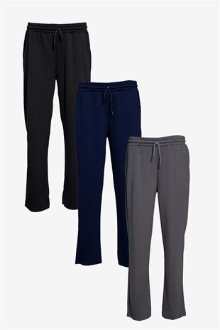 İki İplik Bol Paça Cep Detaylı Eşofman Altı - Siyah