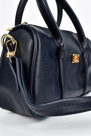 Kadın Deri Mini El Çantası - Lacivert
