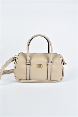 Kadın Deri Mini El Çantası - Vizon