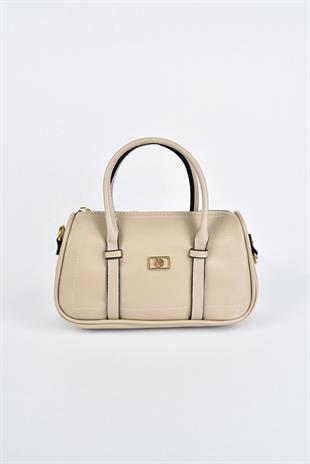 Kadın Deri Mini El Çantası - Vizon