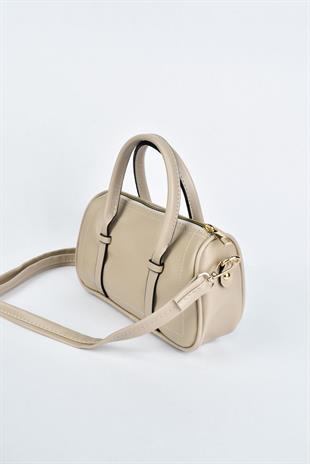 Kadın Deri Mini El Çantası - Vizon