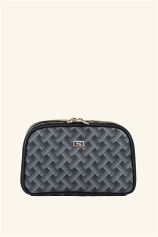 Kadın Desenli Deri Tasarım Askılı El ve Omuz Çantası - Siyah