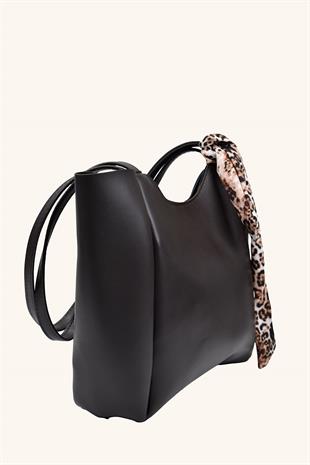 Kadın Fular Detaylı Deri El ve Omuz Çantası - Acı Kahve