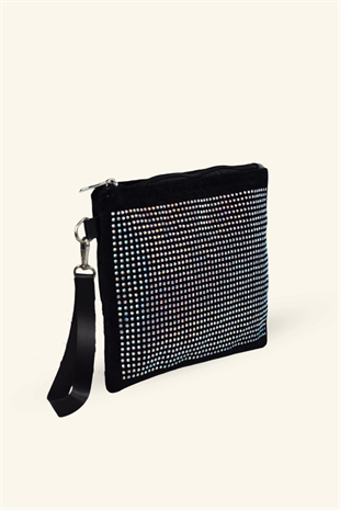 Kadın Gümüş Taşlı Süet Portföy & Clutch Çanta