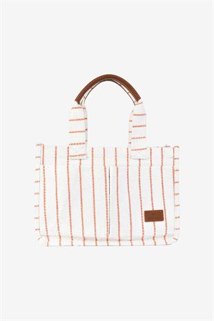 Kadın Kanvas Kumaş Çok Bölmeli Günlük El ve Omuz Çantası -Turuncu