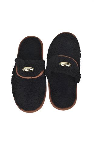 Kadın Kışlık Ev Terliği - Siyah