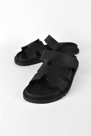 Kadın Önü Açık Cırtlı Rahat Poli Taban Günlük Terlik - Siyah