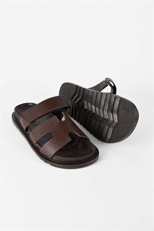 Kadın Önü Açık Cırtlı Rahat Poli Taban Günlük Terlik - Kahverengi