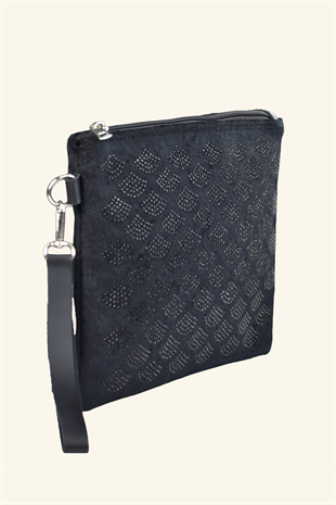 Kadın Siyah Taşlı Süet Portföy & Clutch Çanta