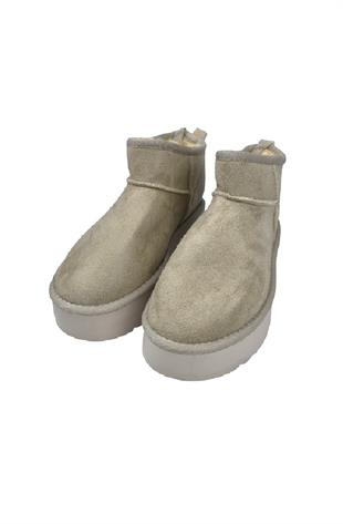 Kadın Süet Kalın Taban Kışlık Bot - Bej