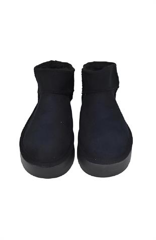 Kadın Süet Kalın Taban Kışlık Bot - Siyah