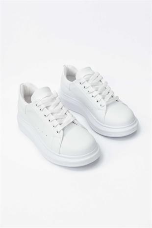 Kadın Yüksek Tabanlı Sneaker- Beyaz