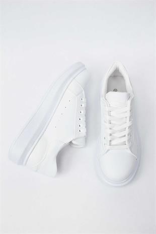 Kadın Yüksek Tabanlı Sneaker- Beyaz