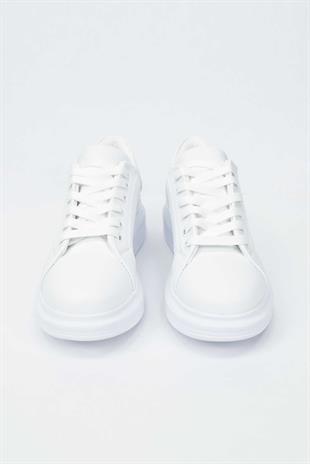 Kadın Yüksek Tabanlı Sneaker- Beyaz