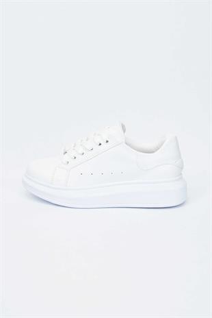 Kadın Yüksek Tabanlı Sneaker- Beyaz