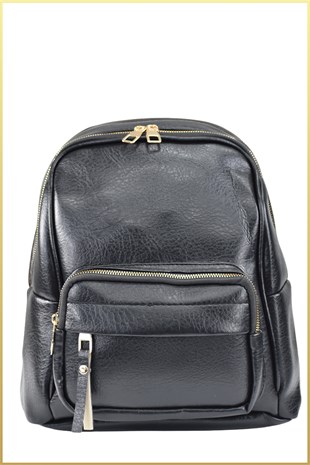 Kadın Yumuşak Klasya Deri Sırt Çantası - Siyah