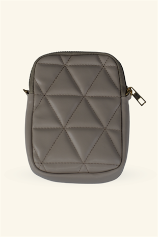 Kadın Zincir Askılı Kapitone Telefon Çantası - Krem