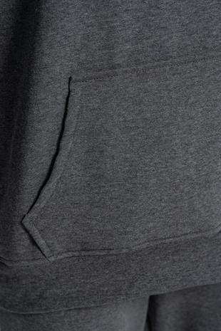 Kapüşonlu Cep Detaylı İki İplik Eşofman Takımı – Antrasit