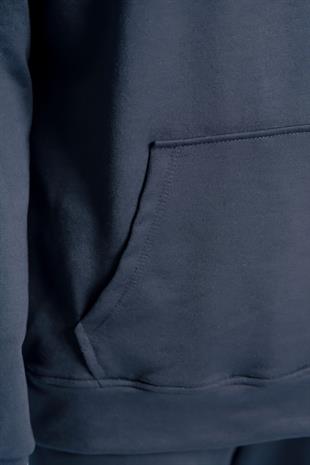 Kapüşonlu Cep Detaylı İki İplik Eşofman Takımı – Lacivert