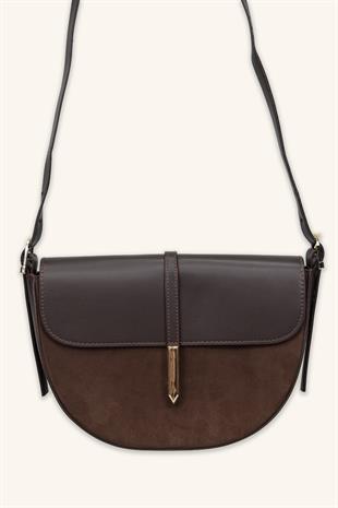 Luce Gold Detaylı El ve Omuz Çantası - Kahverengi