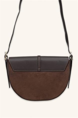 Luce Gold Detaylı El ve Omuz Çantası - Kahverengi