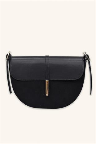 Luce Gold Detaylı El ve Omuz Çantası - Siyah