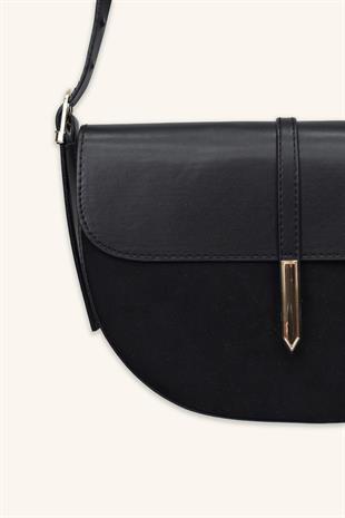 Luce Gold Detaylı El ve Omuz Çantası - Siyah